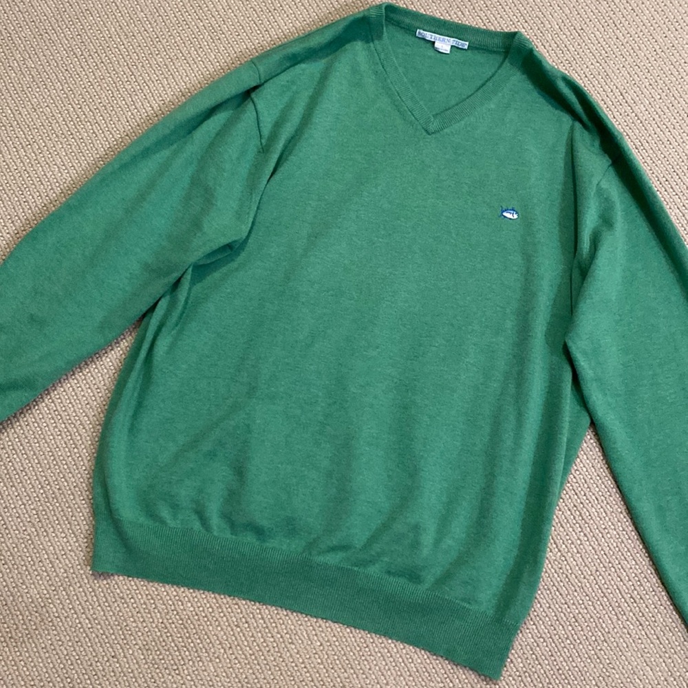 Southern Tide Light Green V-Neck Sweater